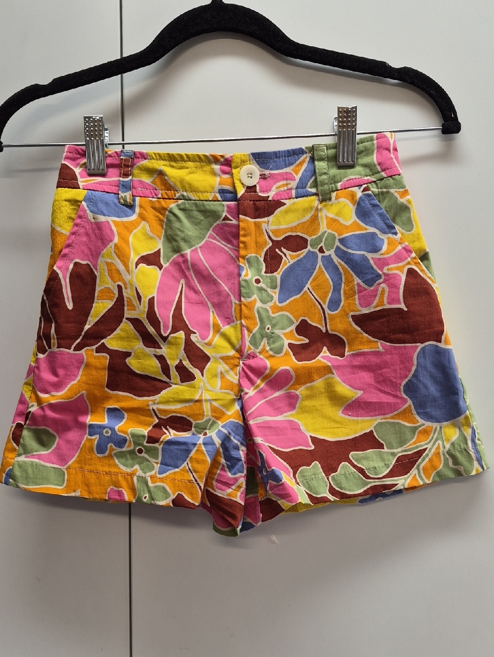 Zara Vibrant Floral High-Waist Shorts - Pink, Yellow, Blue, Green, Brown